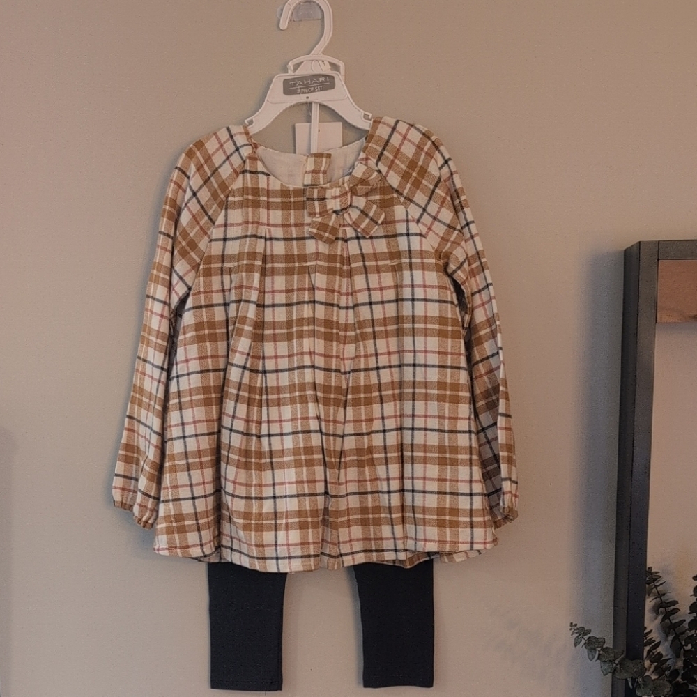 Plaid Kids Shirt with Bow Accent